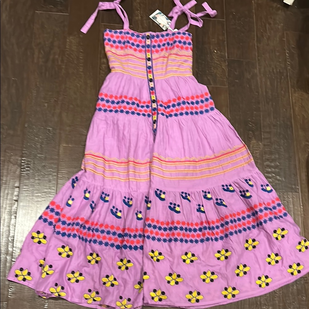 oliphant tie strap button midi dress NWT xxs